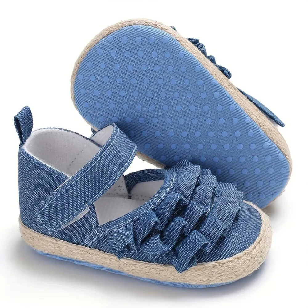 Casual Girl's Denim Shoes with ruffle Lightweight Non-slip Walking Shoes